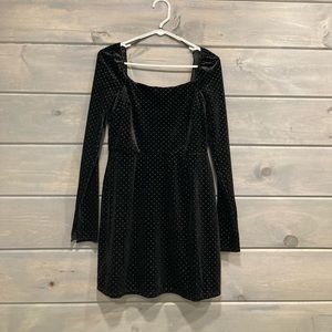 Women’s Long Sleeve Square Neck Flare Mini Dress